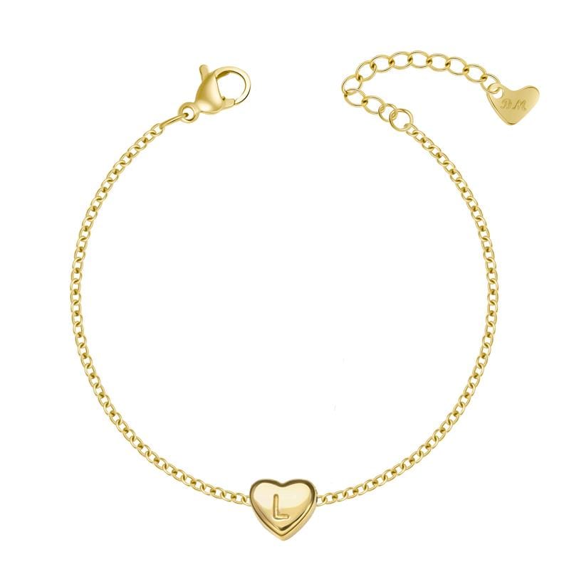 Dainty Heart Initial Bracelet